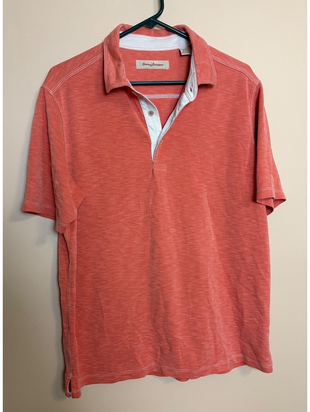 Tommy Bahama Men's Coral Red Modal Polyester Polo Shirt Size Large